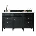 James Martin Vanities Brittany 60in Single Vanity, Black Onyx w/ 3 CM Arctic Fall Solid Surface Top 650-V60S-BKO-3AF